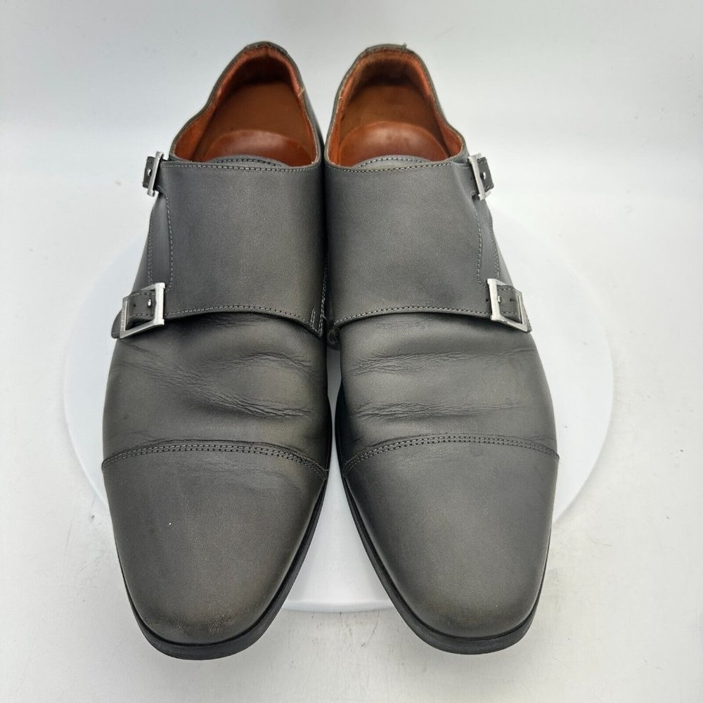 Wolf & Shepherd Gambit Men Size 11.5 Monk Strap Buckle Dress Shoes Black Leather